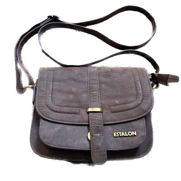 estalon Handbags - Leather Crossbody Bag Purse 100% Leather‎ Brown
